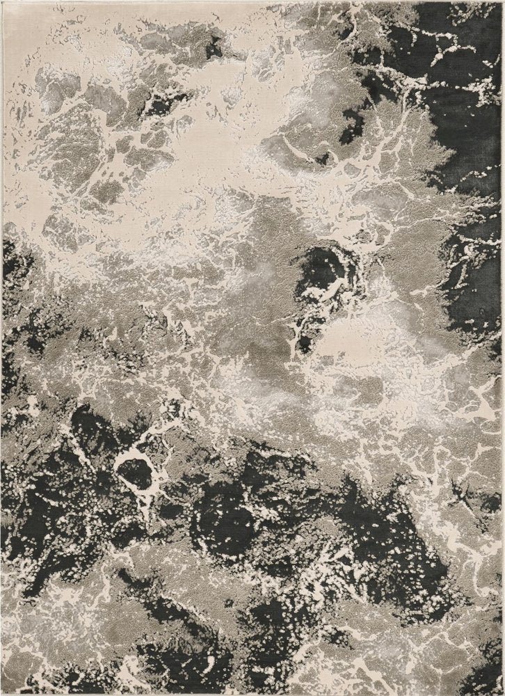 8' X 11' Silver And Black Abstract Area Rug