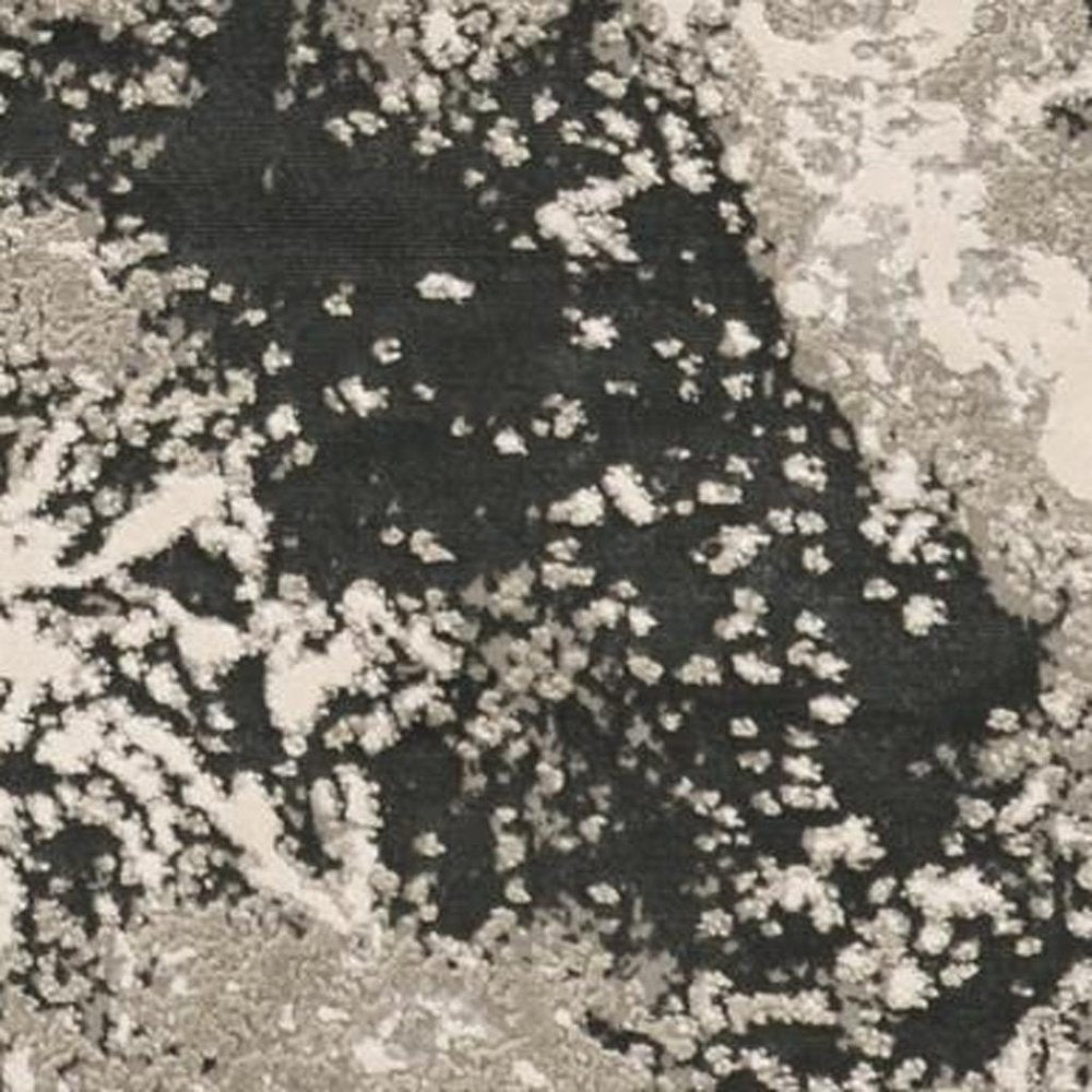 8' X 11' Silver And Black Abstract Area Rug