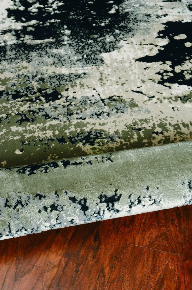 5' X 8' Silver And Charcoal Abstract Area Rug