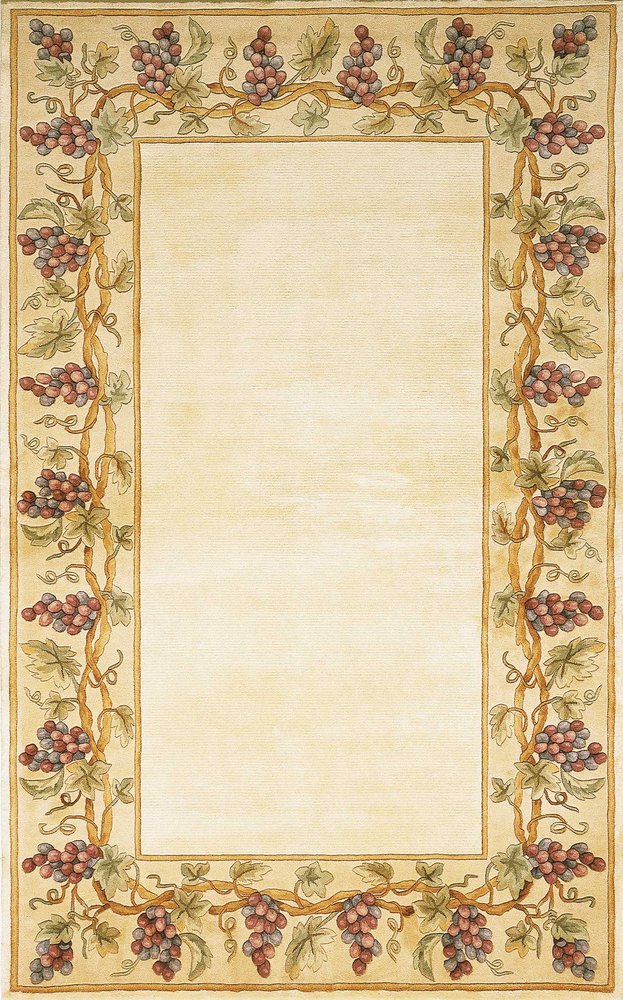 9' X 13' Ivory Brown And Green Wool Floral Vines Hand Tufted Area Rug