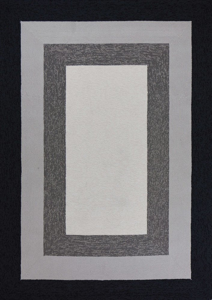 2' X 3' Black And Gray Geometric Hand Hooked Area Rug