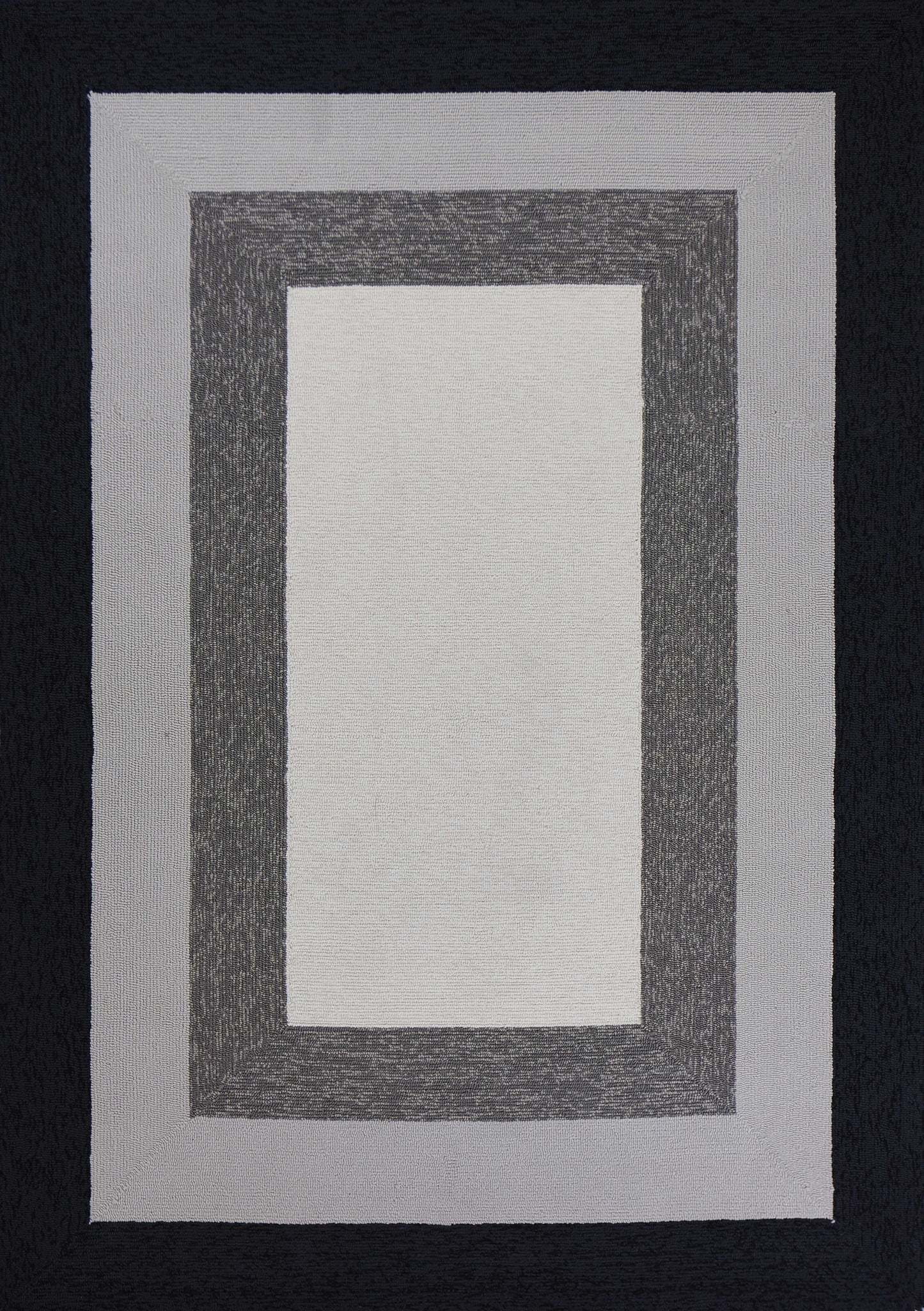 2' X 3' Black And Gray Geometric Hand Hooked Area Rug