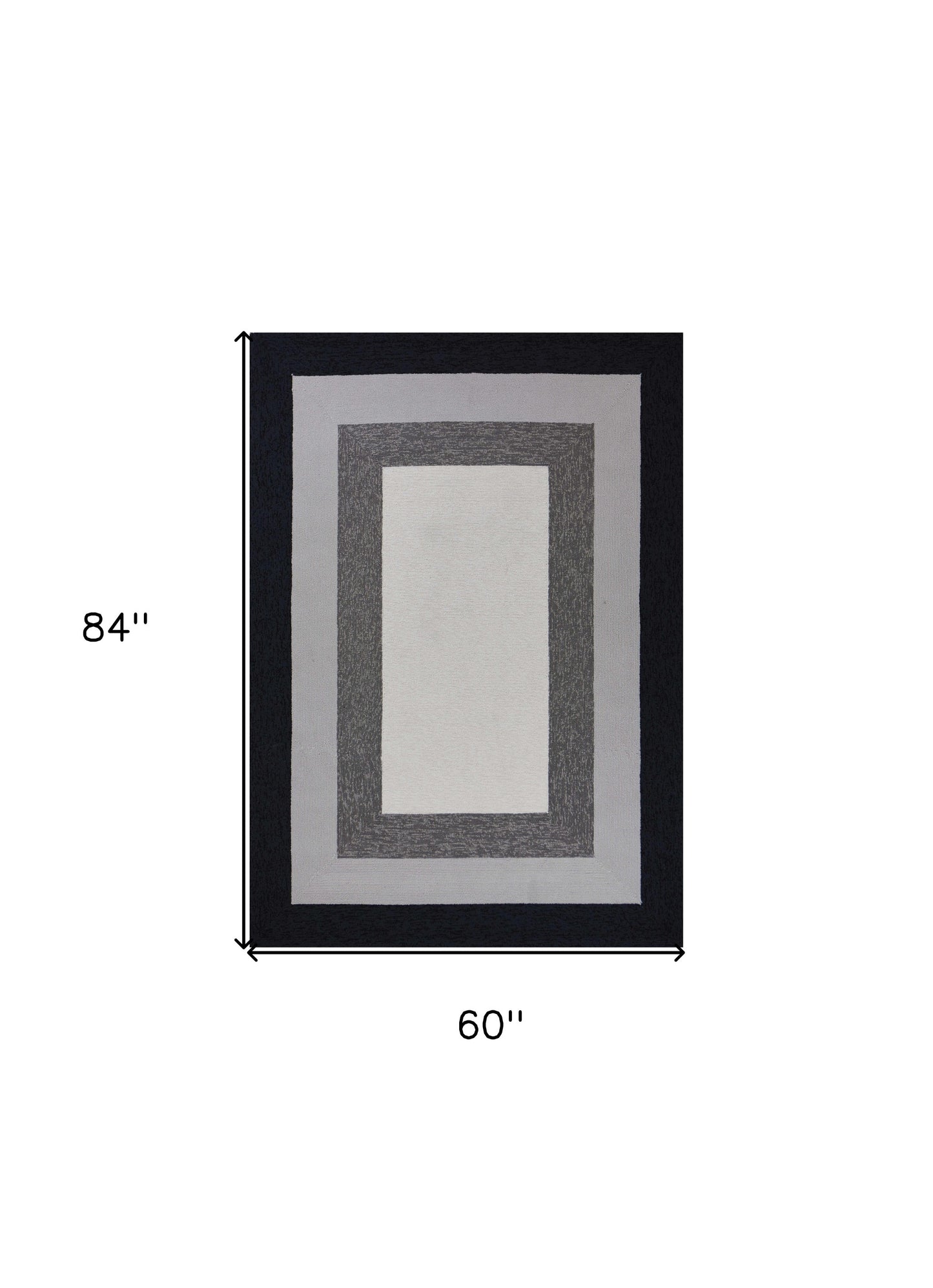 2' X 3' Black And Gray Geometric Hand Hooked Area Rug