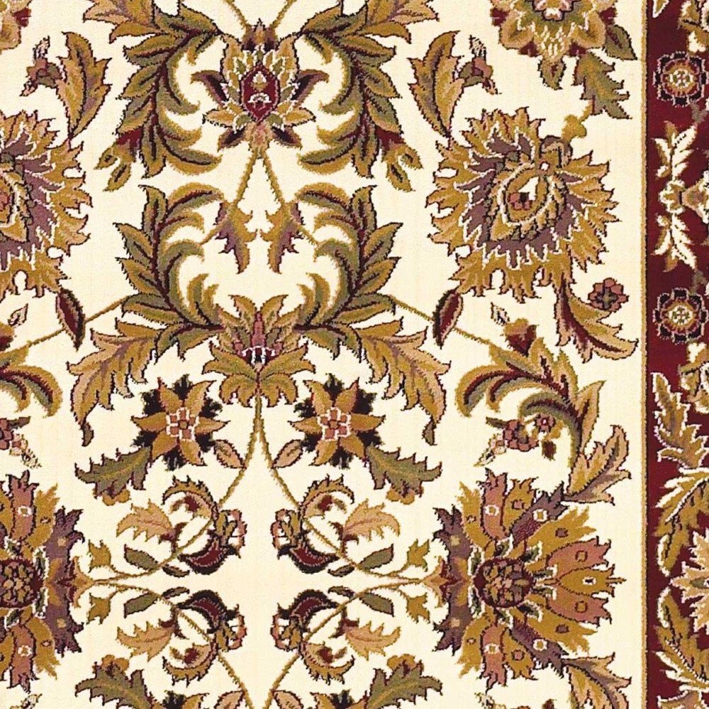 8' Ivory Red And Orange Floral Medallion Octagon Rug