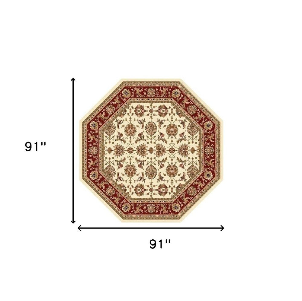 3' X 5' Red Ivory And Brown Floral Medallion Area Rug
