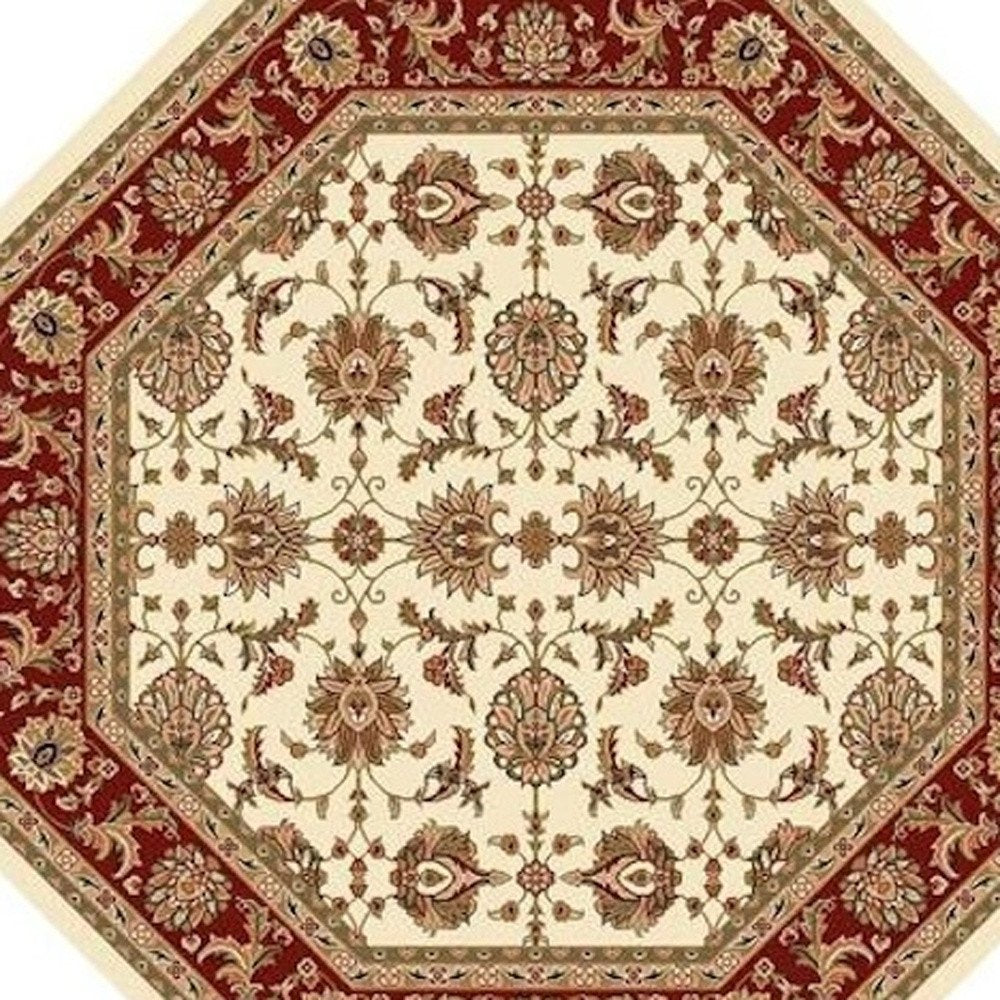3' X 5' Red Ivory And Brown Floral Medallion Area Rug