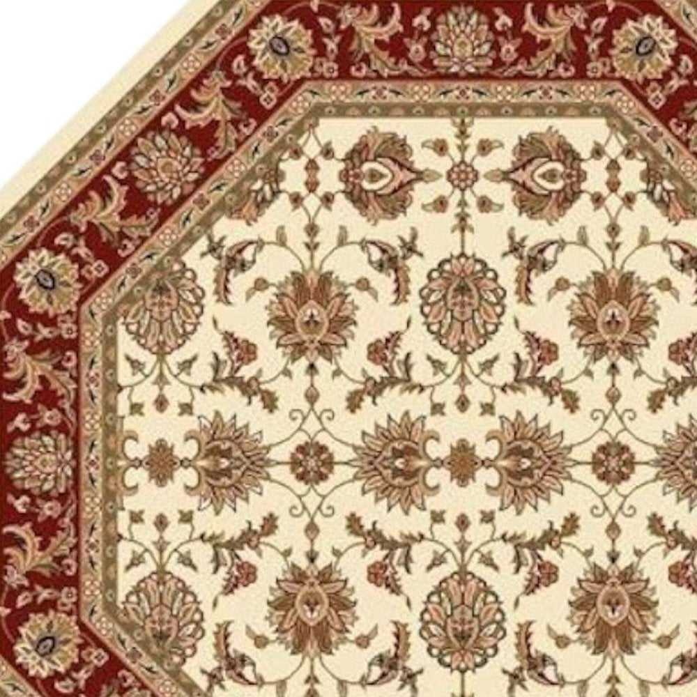 3' X 5' Red Ivory And Brown Floral Medallion Area Rug