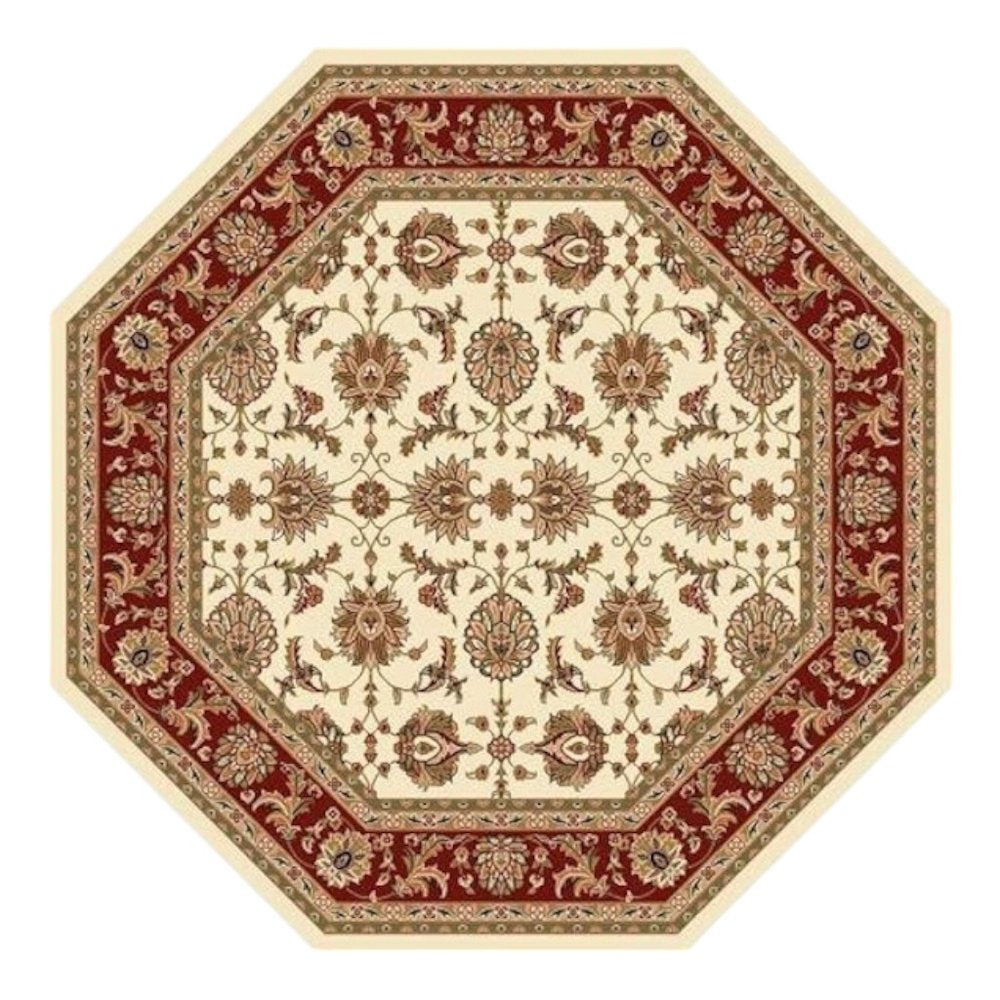 3' X 5' Red Ivory And Brown Floral Medallion Area Rug