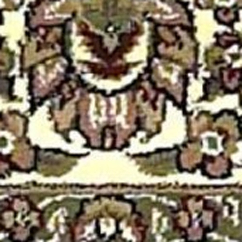 8' Beige And Ivory Floral Medallion Octagon Rug