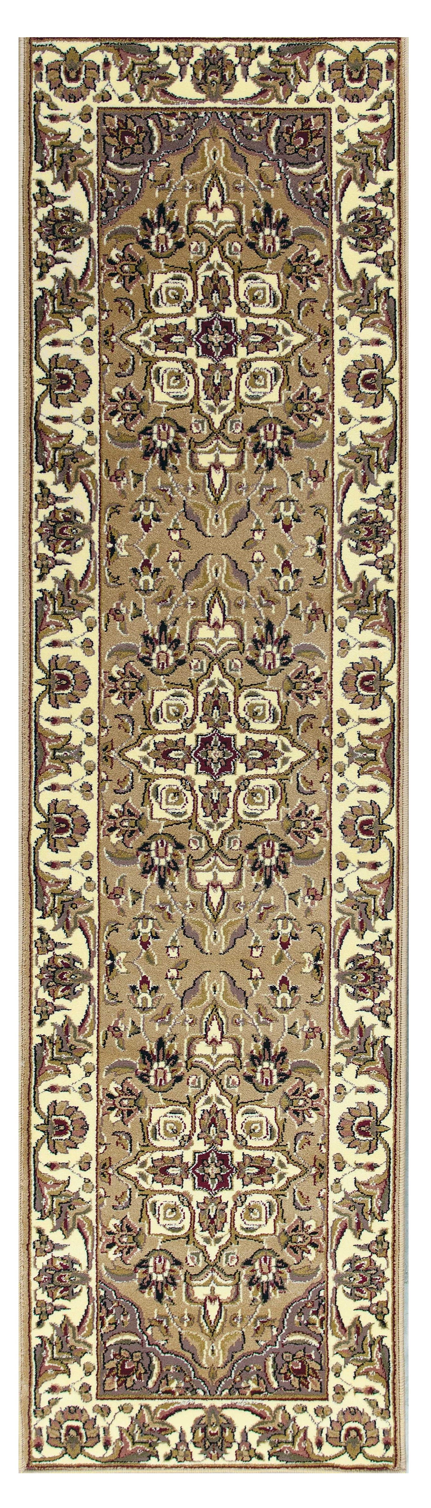 8' Beige And Ivory Floral Medallion Octagon Rug