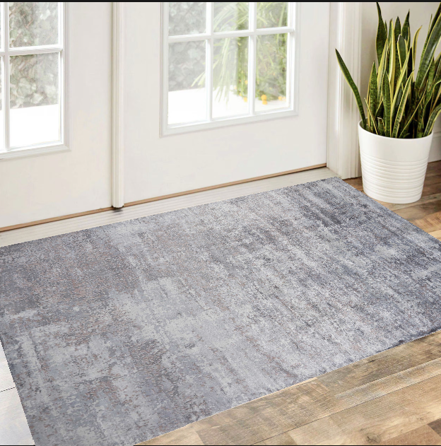 5' X 7' Slate Gray And Dark Gray Abstract Hand Loomed Area Rug