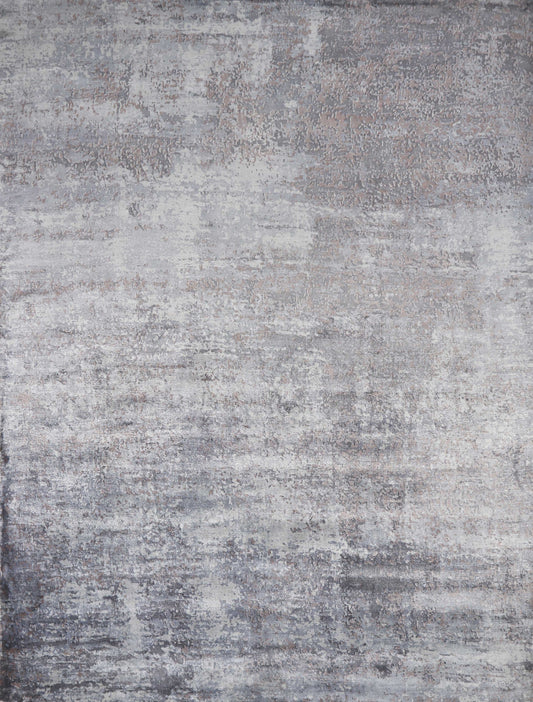 5' X 7' Slate Gray And Dark Gray Abstract Hand Loomed Area Rug