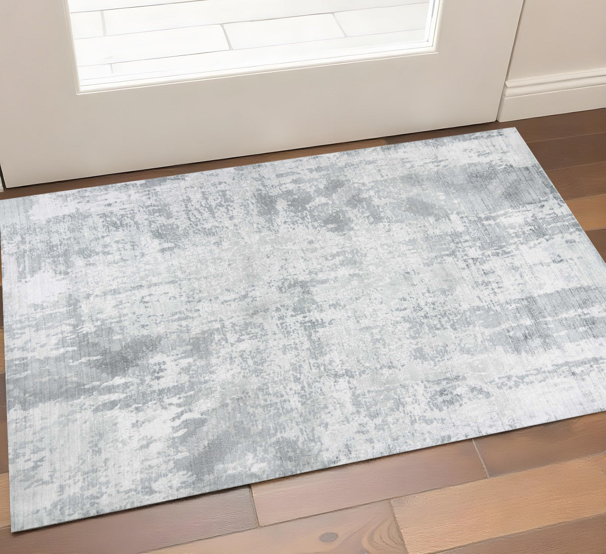 9' X 13' Dark Gray And Light Gray Abstract Hand Loomed Area Rug