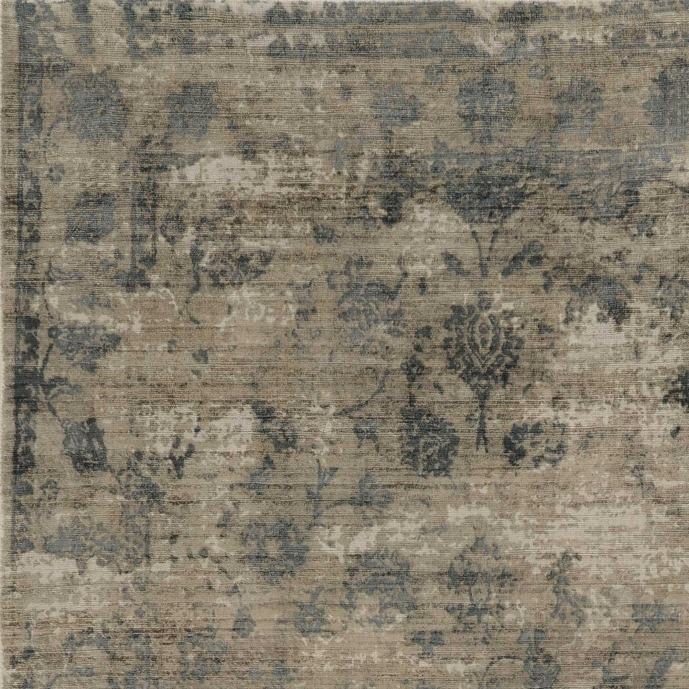 3' X 5' Beige And Blue Floral Medallion Hand Loomed Area Rug