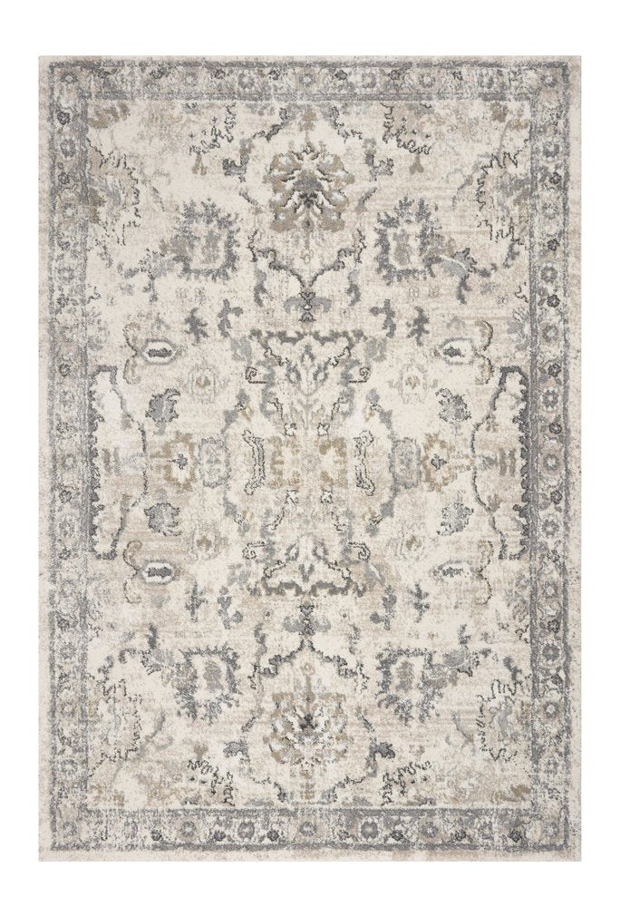 8' X 10' Ivory And Gray Floral Medallion Area Rug