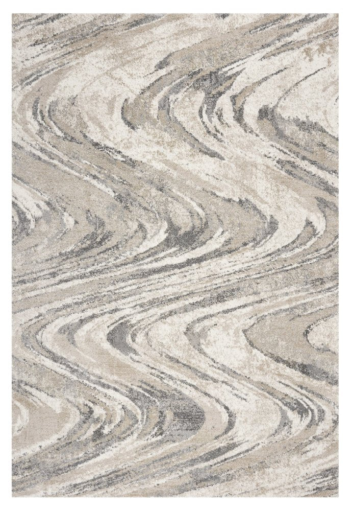 7' X 9' Gray And Tan Abstract Area Rug