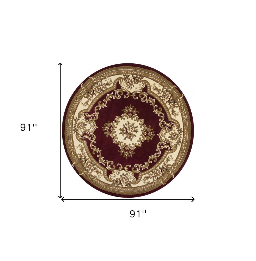 3' X 5' Red and Ivory Floral Border Area Rug