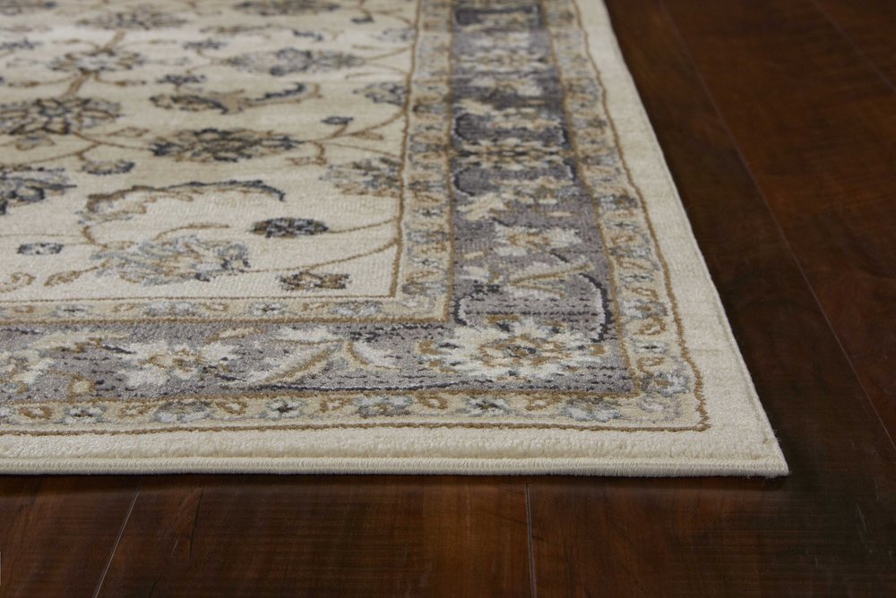 8' Gray And Ivory Floral Medallion Runner Rug