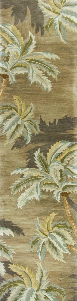 5' X 8' Moss Green And Yellow Wool Tropical Botanical Hand Tufted Area Rug