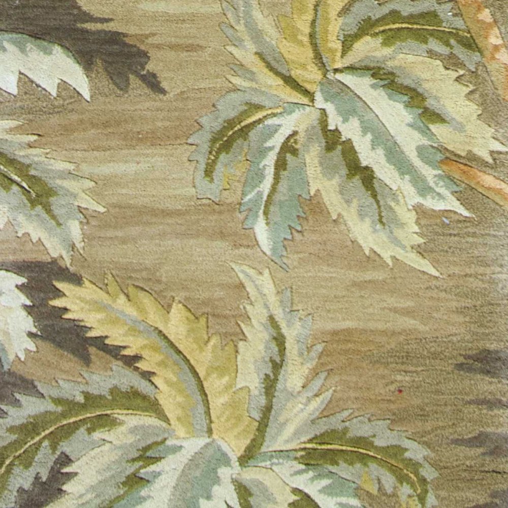 5' X 8' Moss Green And Yellow Wool Tropical Botanical Hand Tufted Area Rug