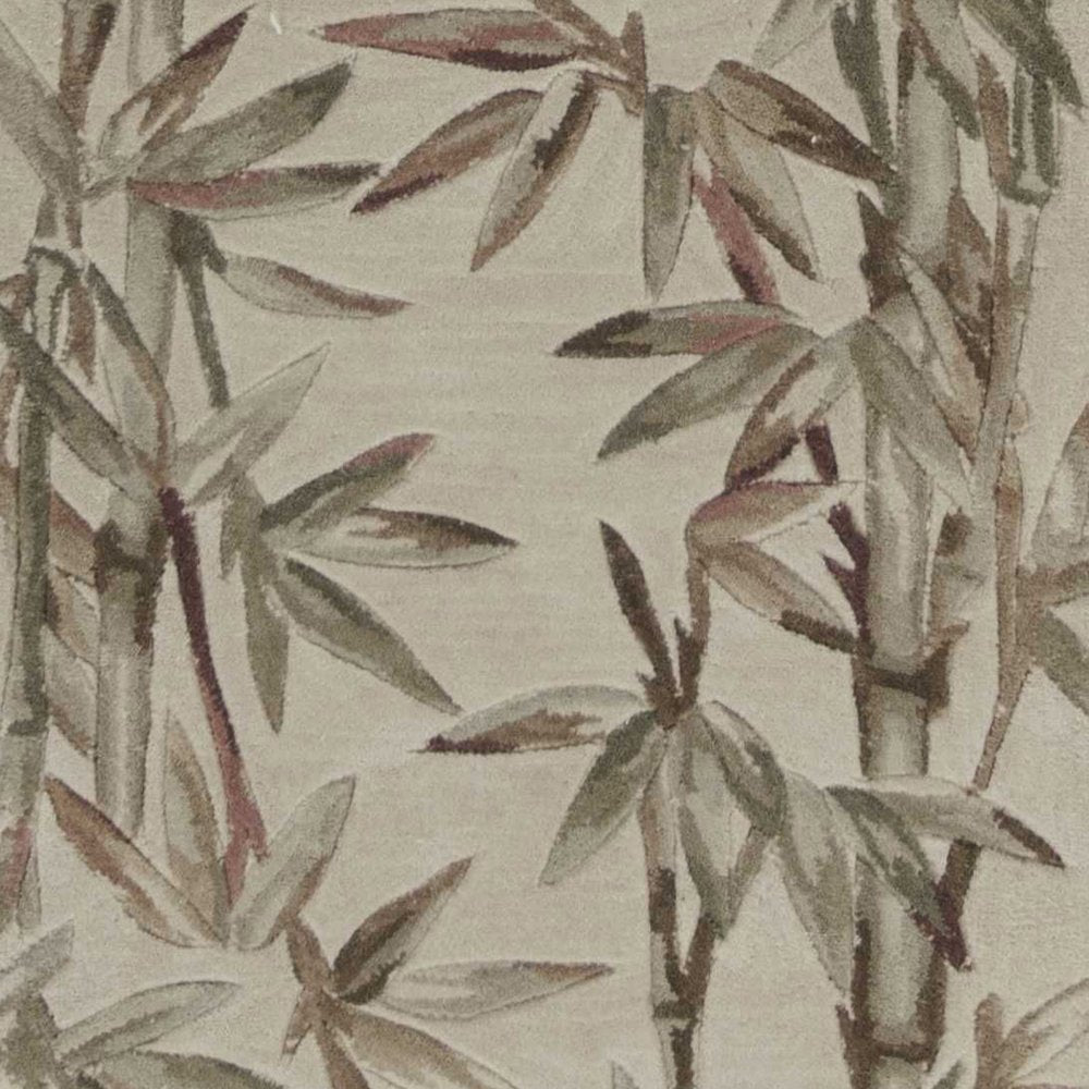 5' X 8' Ivory Green And Brown Wool Botanical Leaves Hand Tufted Area Rug