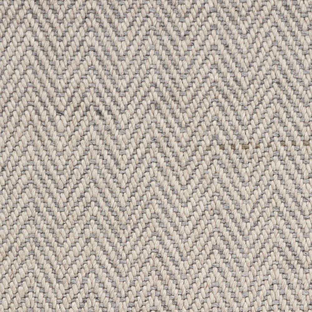 8' X 10' Beige And Gray Wool Chevron Hand Woven Area Rug With Fringe