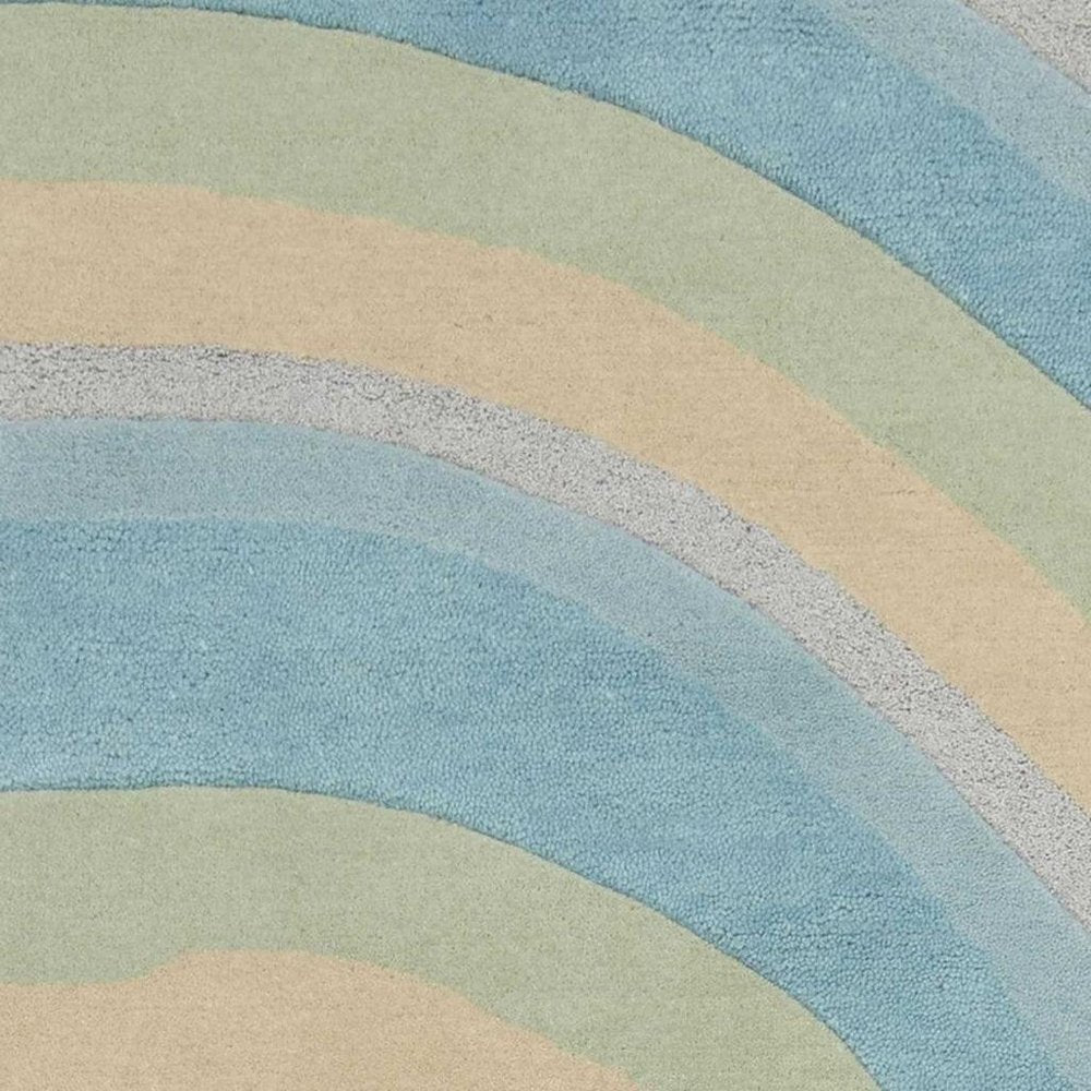 5' X 8' Blue Beige And Green Wool Abstract Hand Tufted Area Rug