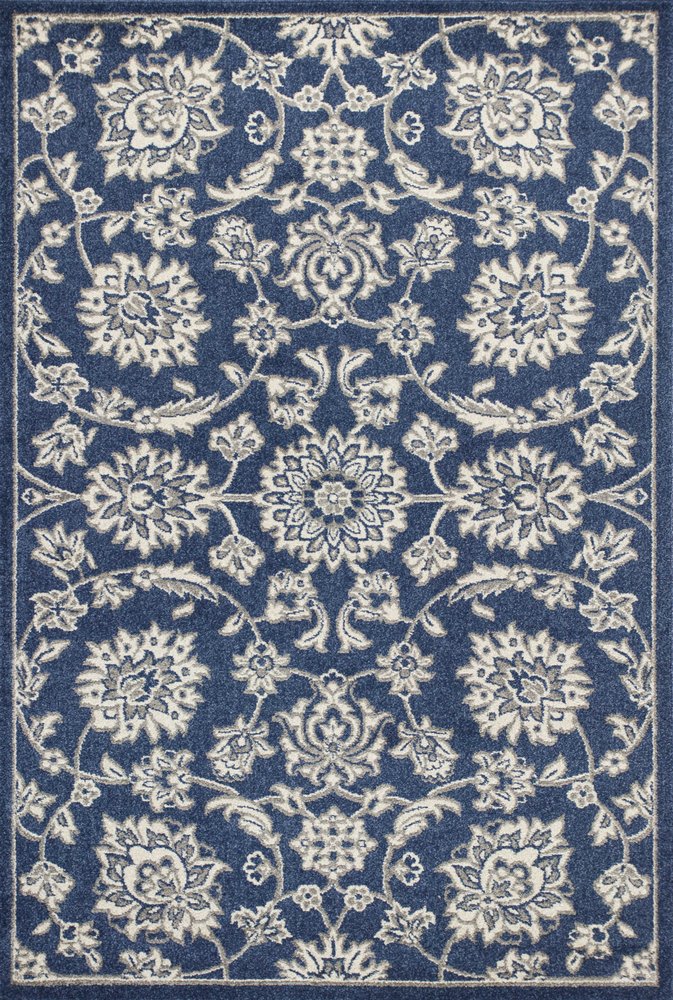 2' X 3' Blue And Ivory Floral Medallion Area Rug
