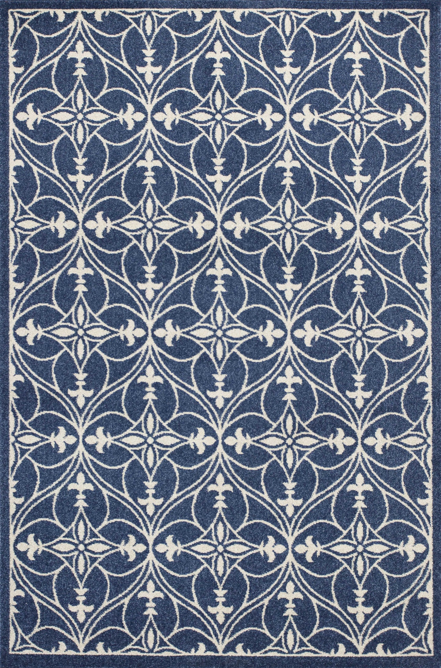 2' X 3' Blue And Ivory Floral Medallion Area Rug