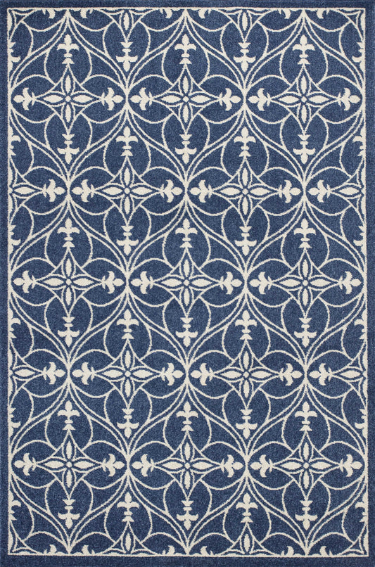 2' X 3' Blue And Ivory Floral Medallion Area Rug