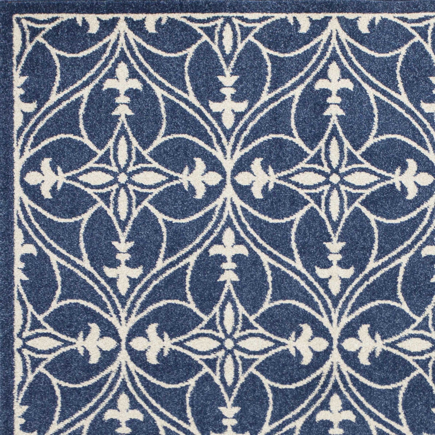 2' X 3' Blue And Ivory Floral Medallion Area Rug