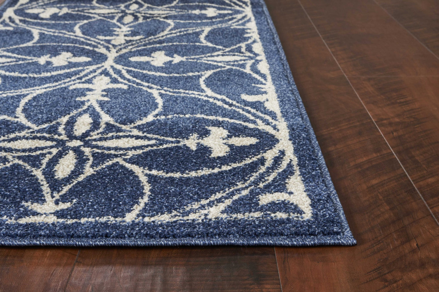 2' X 3' Blue And Ivory Floral Medallion Area Rug