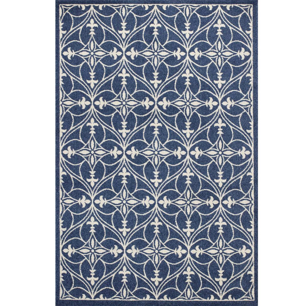 2' X 3' Blue And Ivory Floral Medallion Area Rug