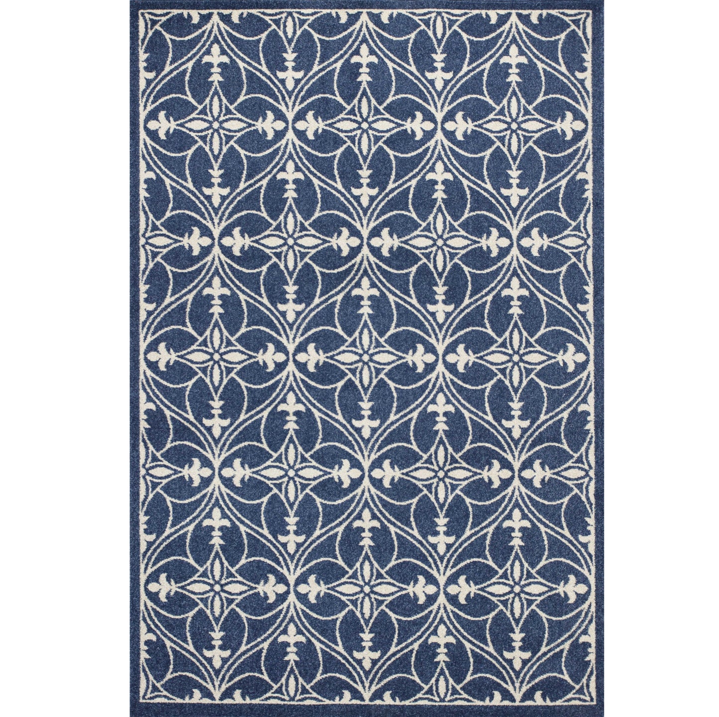 2' X 3' Blue And Ivory Floral Medallion Area Rug