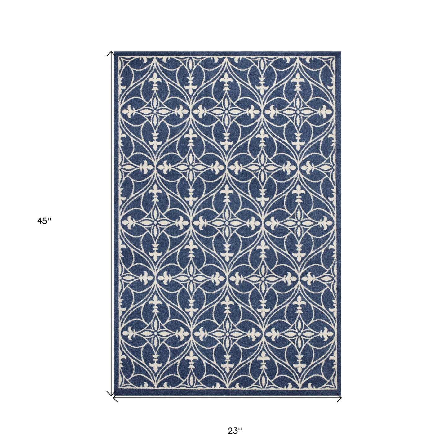 2' X 3' Blue And Ivory Floral Medallion Area Rug