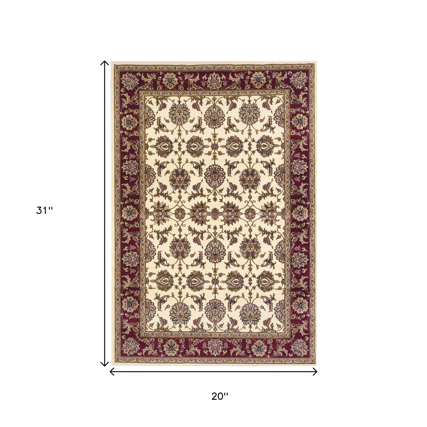 3' X 5' Red Ivory And Brown Floral Medallion Area Rug