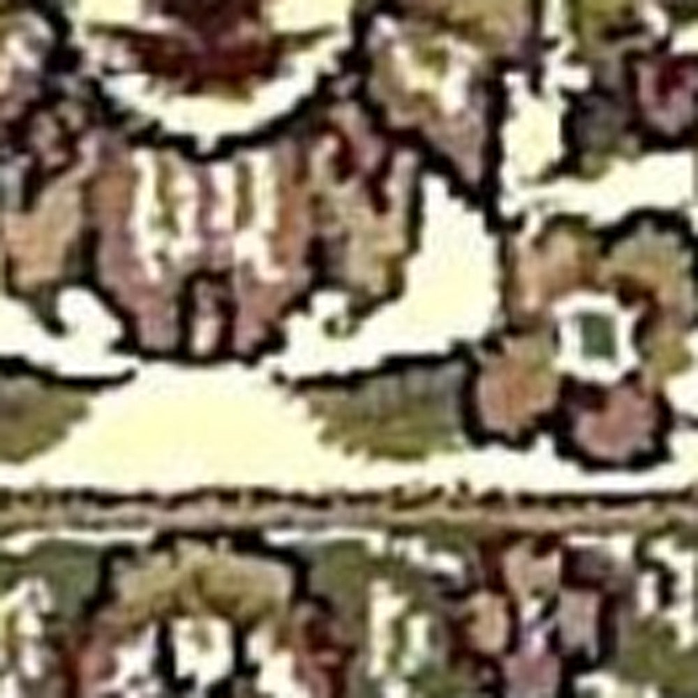 8' Beige And Ivory Floral Medallion Octagon Rug