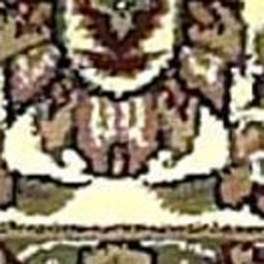 8' Beige And Ivory Floral Medallion Octagon Rug