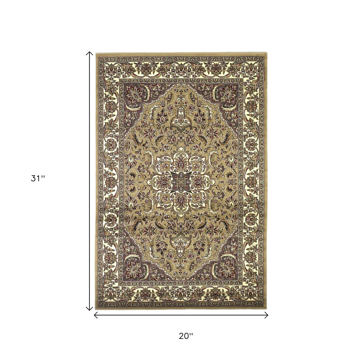 8' Beige And Ivory Floral Medallion Octagon Rug