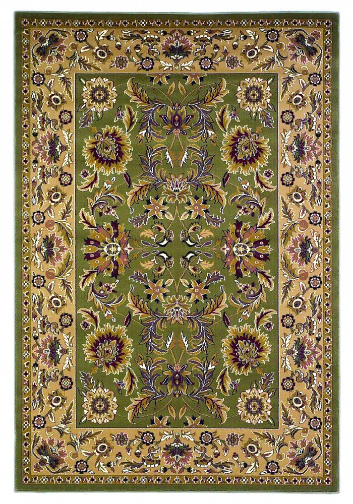 2' X 3' Green Taupe And Ivory Floral Medallion Area Rug