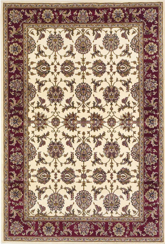 3' X 5' Red Ivory And Brown Floral Medallion Area Rug
