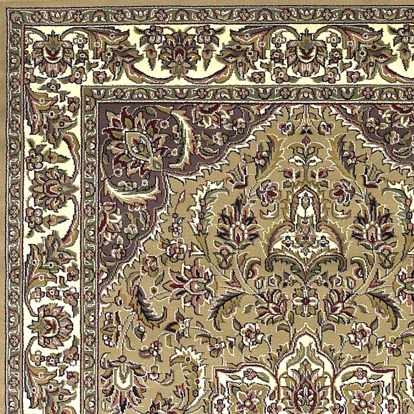 8' Beige And Ivory Floral Medallion Octagon Rug