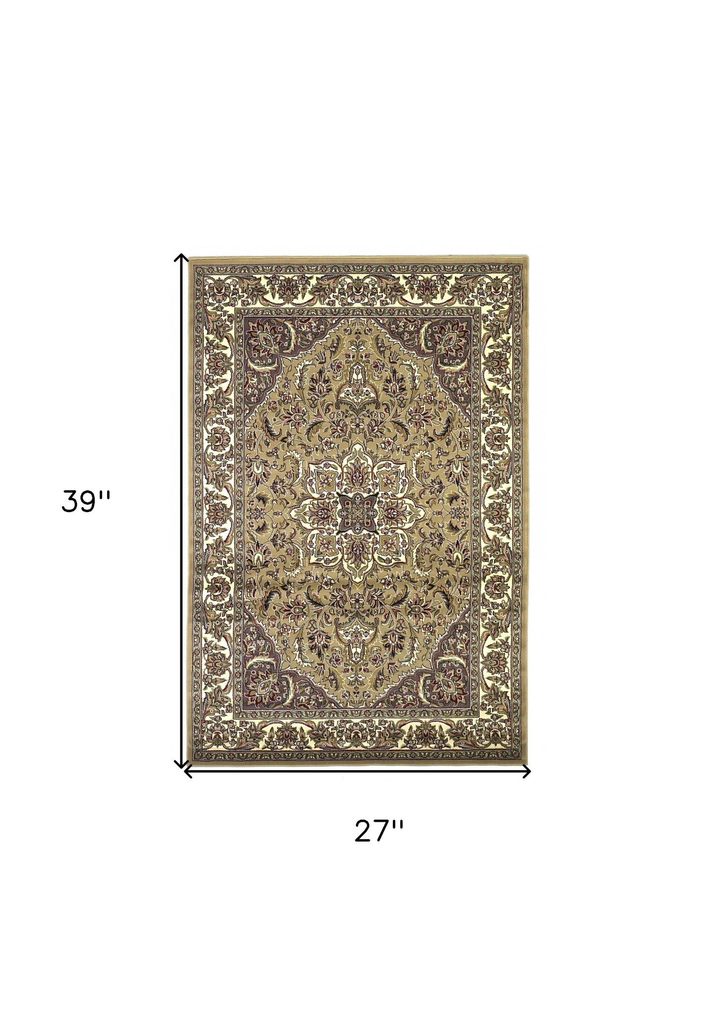 8' Beige And Ivory Floral Medallion Octagon Rug