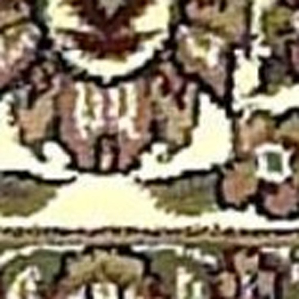 8' Beige And Ivory Floral Medallion Octagon Rug