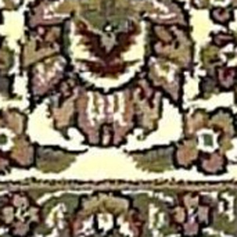 8' Beige And Ivory Floral Medallion Octagon Rug