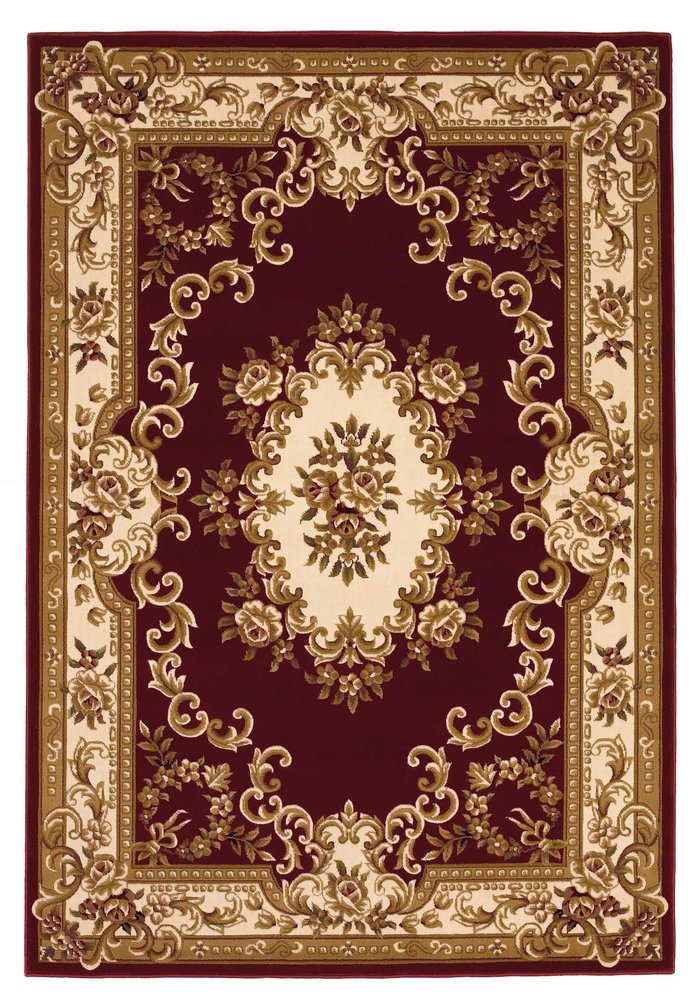 3' X 5' Red and Ivory Floral Border Area Rug