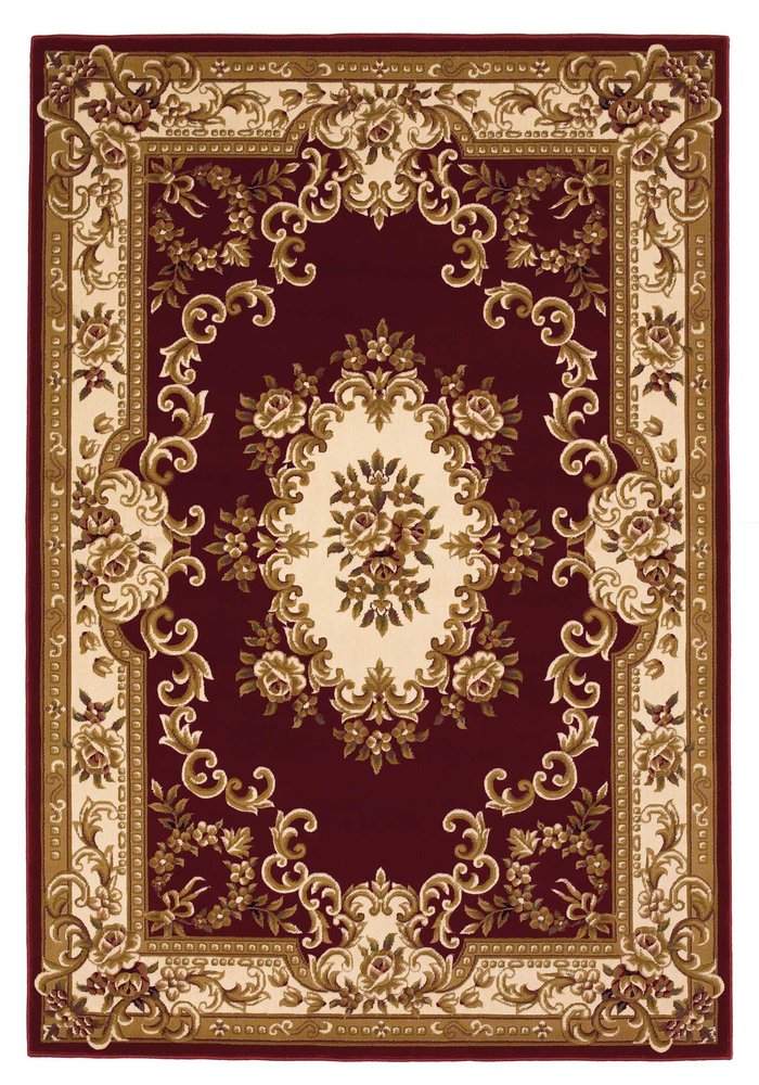 3' X 5' Red and Ivory Floral Border Area Rug