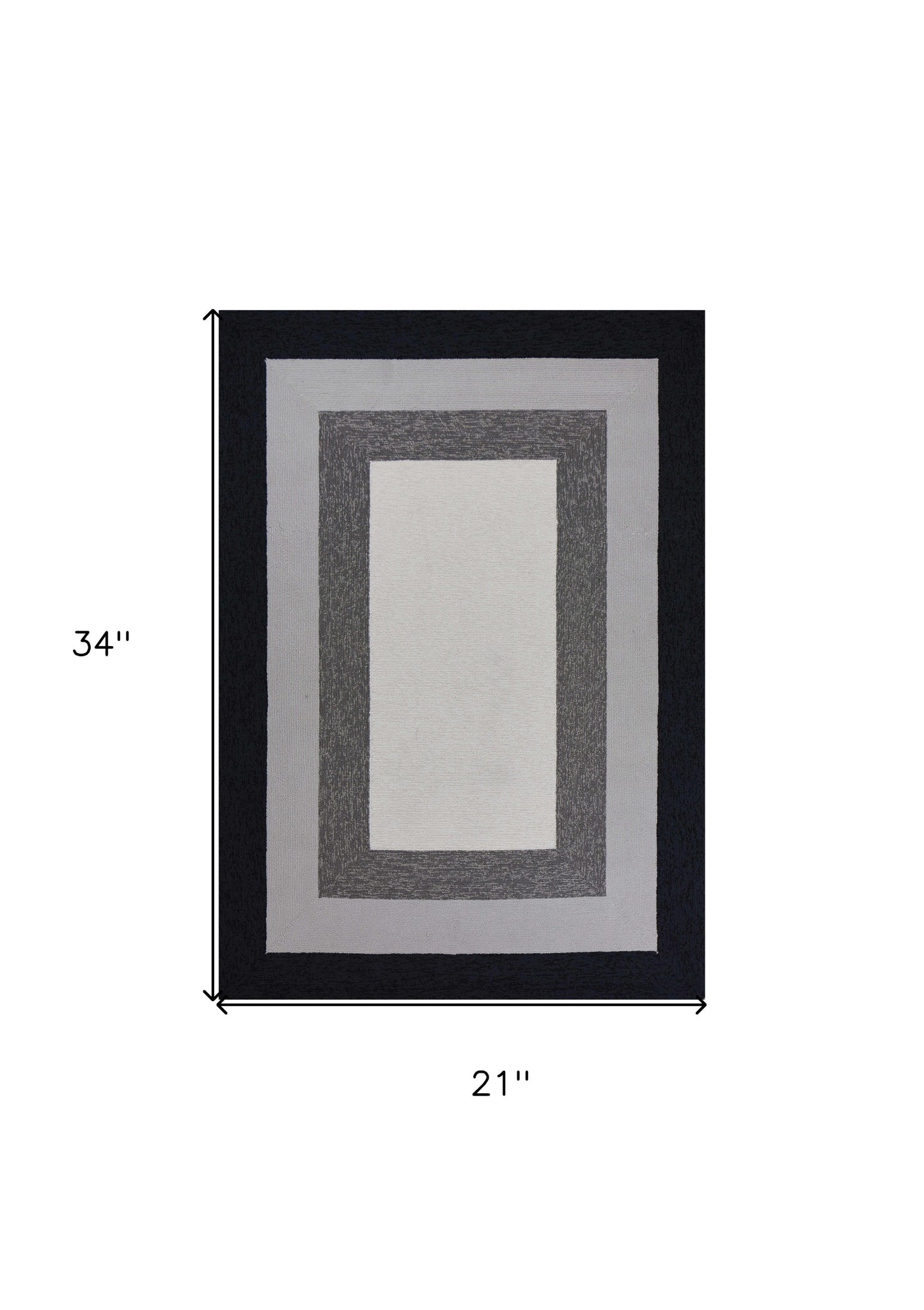 2' X 3' Black And Gray Geometric Hand Hooked Area Rug