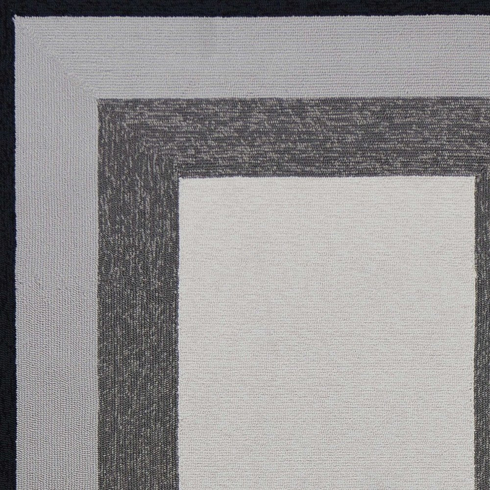 2' X 3' Black And Gray Geometric Hand Hooked Area Rug