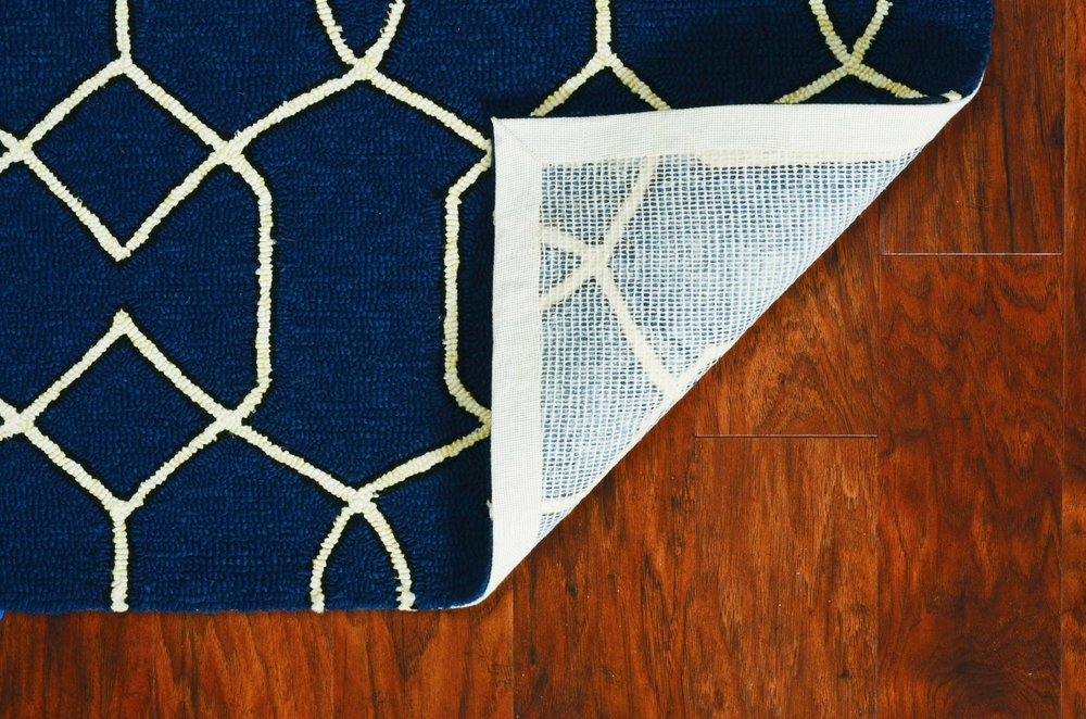 2' X 3' Navy Blue And Ivory Geometric Hand Hooked Area Rug